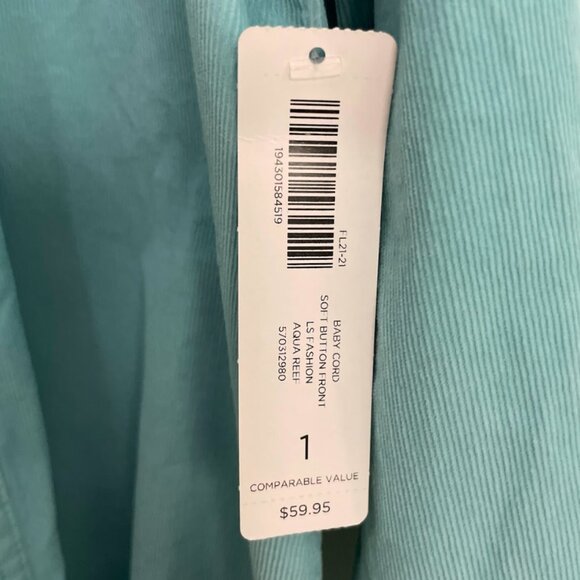 Chico’s Baby Cord Button-Front Shirt, Aqua Reef Size 1 Med 🌊 For a good cause! - Picture 3 of 8